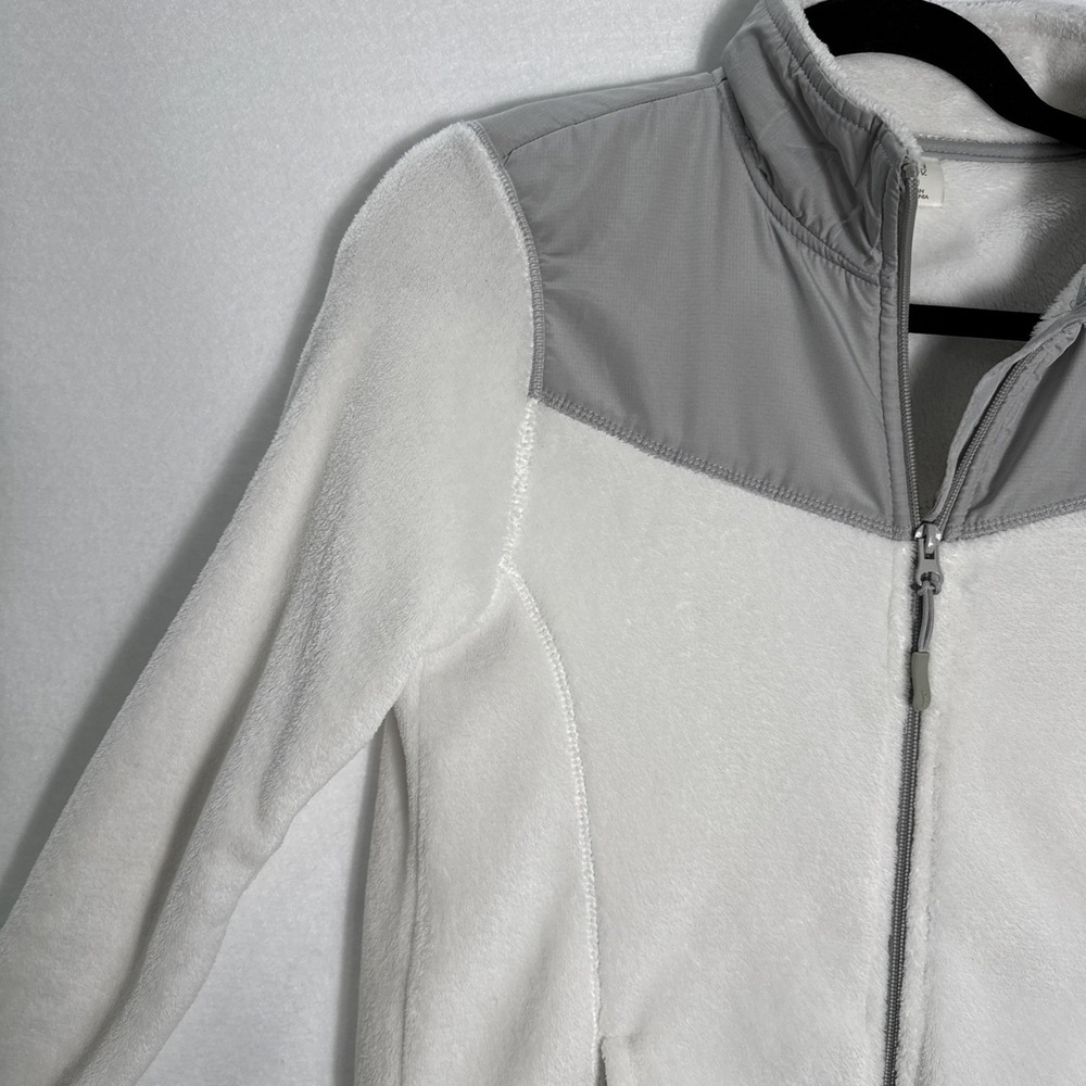 Danskin Womens Small Long Sleeve, Full Zipper Fleece White With Gray - Picture 4 of 15